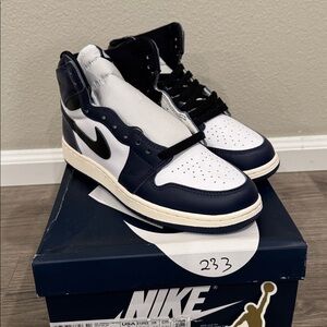 Air Jordan 1 Retro High OG Shoes GS Midnight Navy Black White Sail Sz 6y UK 5.5